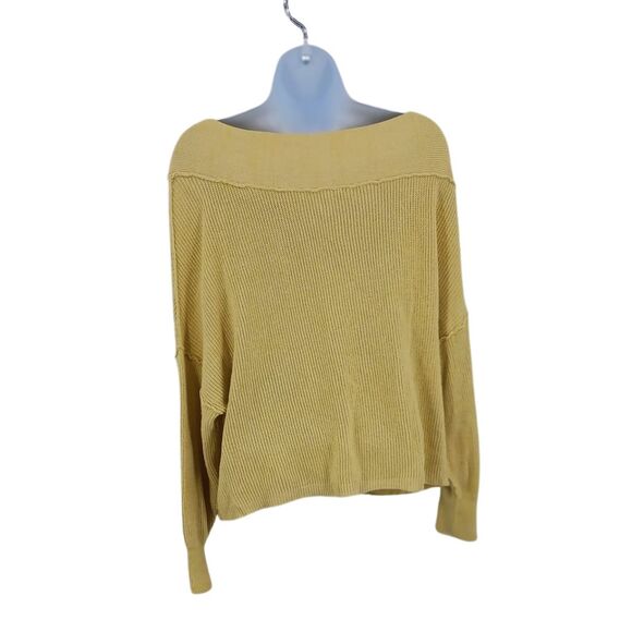 Free People Yellow Alana Linen Heathered Sweater Off Shoulder Sz Small - Picture 4 of 7